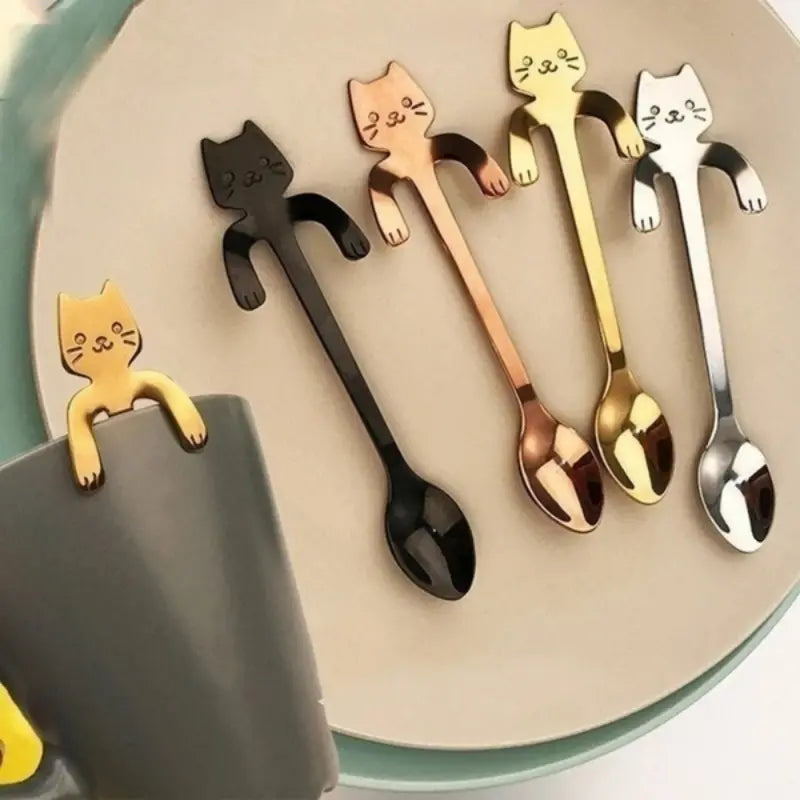 Cute Cat Shaped Stainless Steel Coffee Spoon